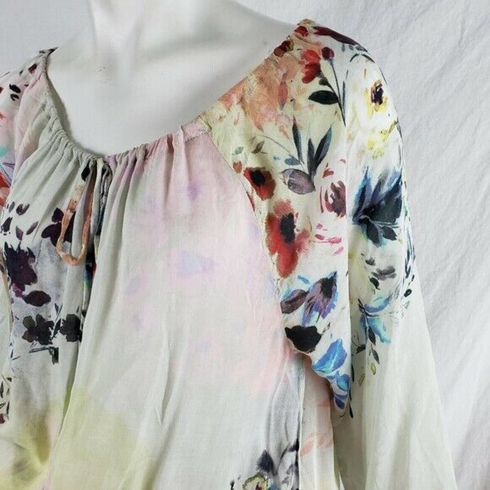 Dylan Tunic Kimono Sleeve Top Smocked Waist Oversize Floral Print Small - Picture 10 of 12
